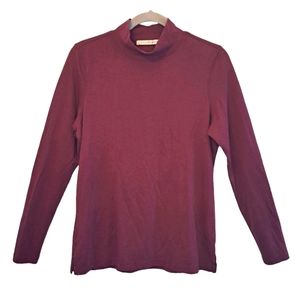 Peruvian Connection Pima Cotton Mock Neck Long Sleeved Top Size Medium